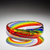 Blown Glass Bowl with Transparent Rainbow Ribbons of Swirled Color