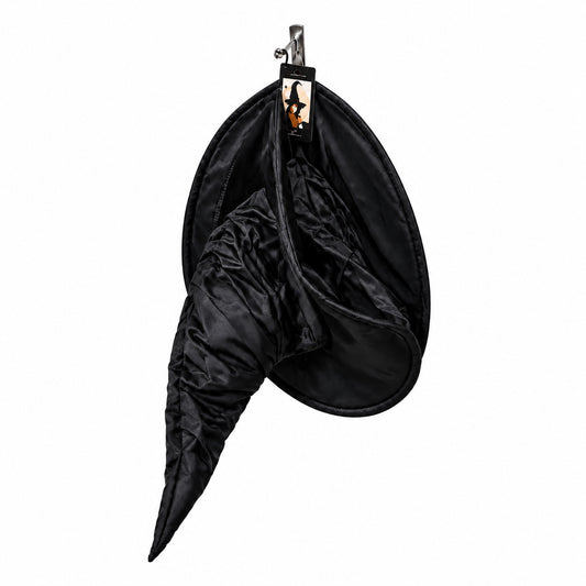Black Satin Ruched Witch Hat
