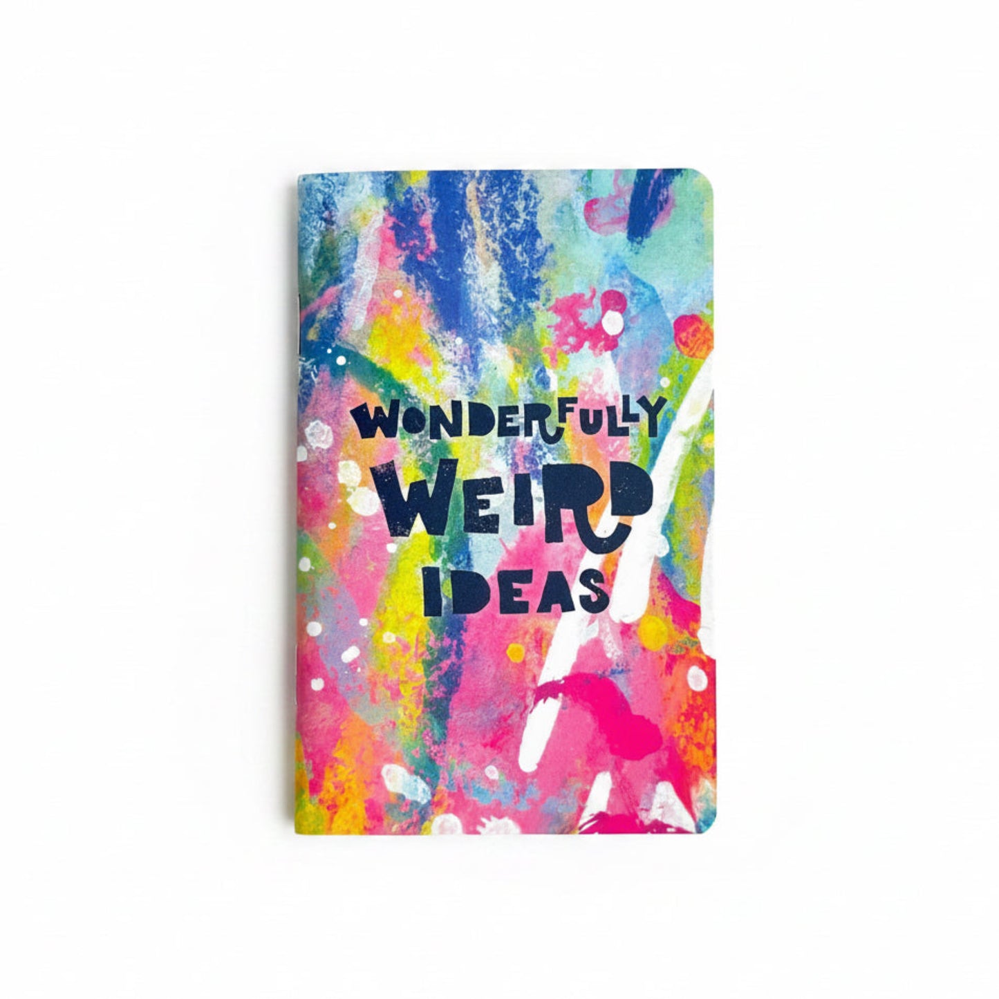 Colorful notebook with 'Wonderfully Weird Ideas' text on a white background