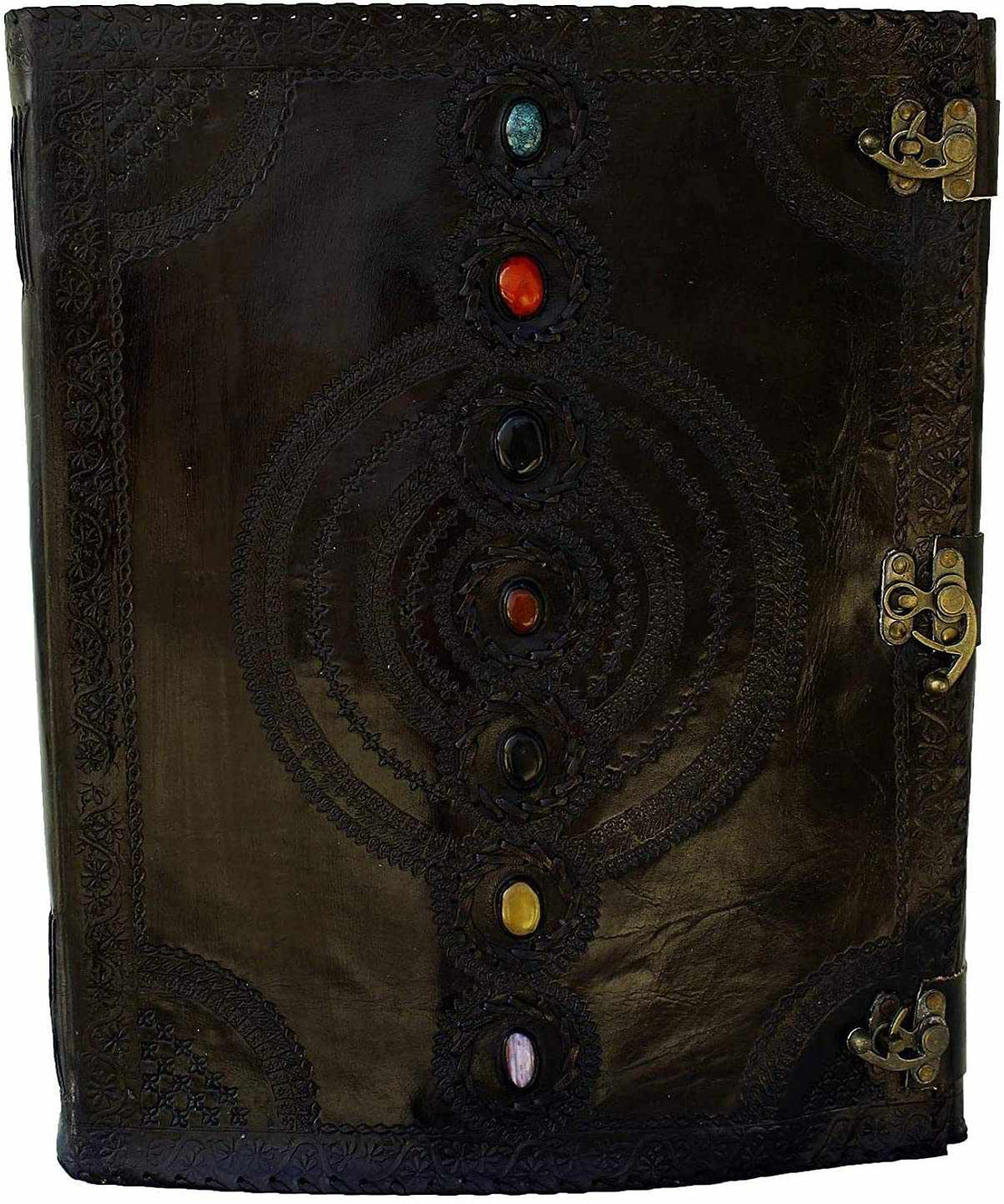 Chakra Stone Embossed Handmade Jumbo Leather Journal