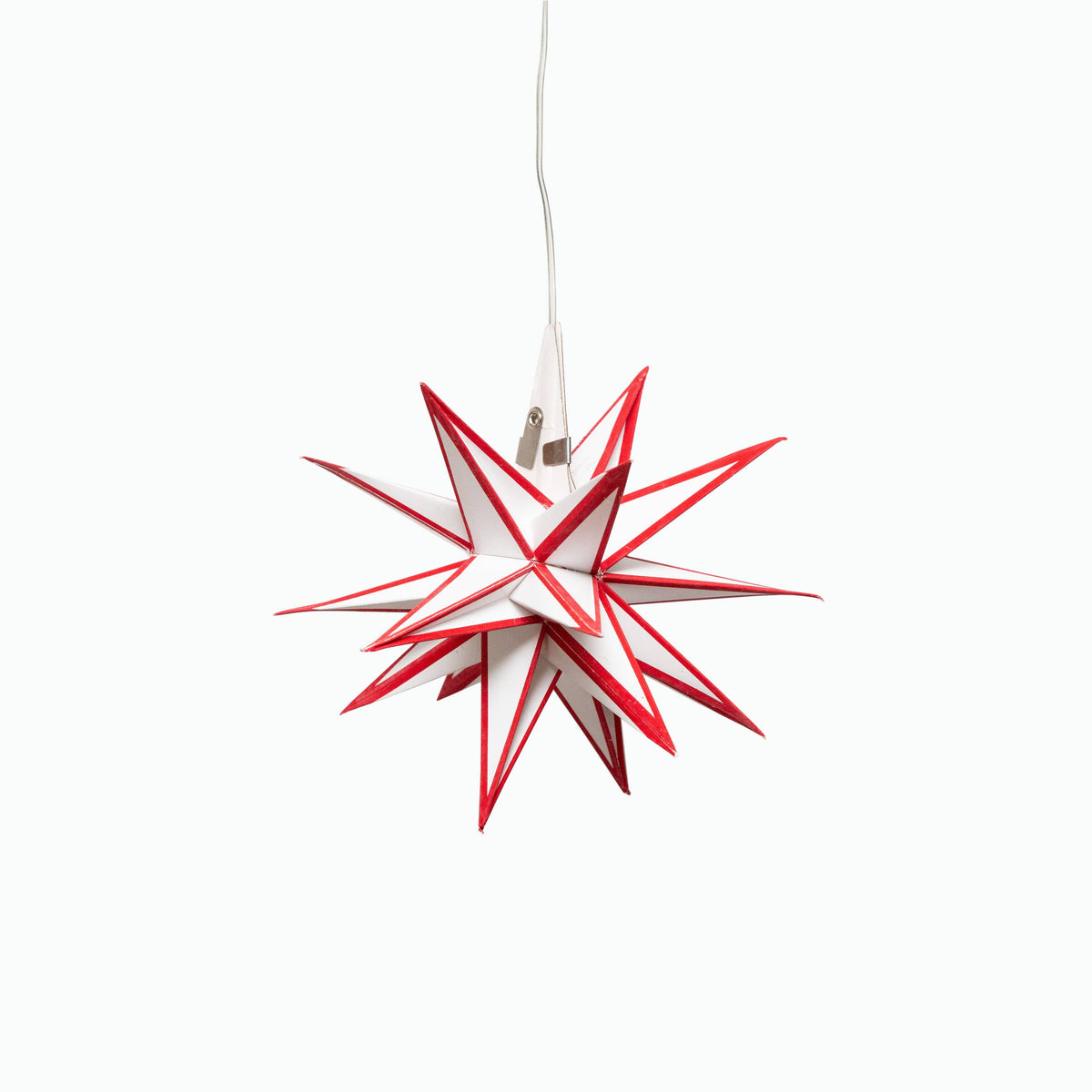 Moravian Mini Star White /Red Paper Star Lantern Light, ~ 7&quot;