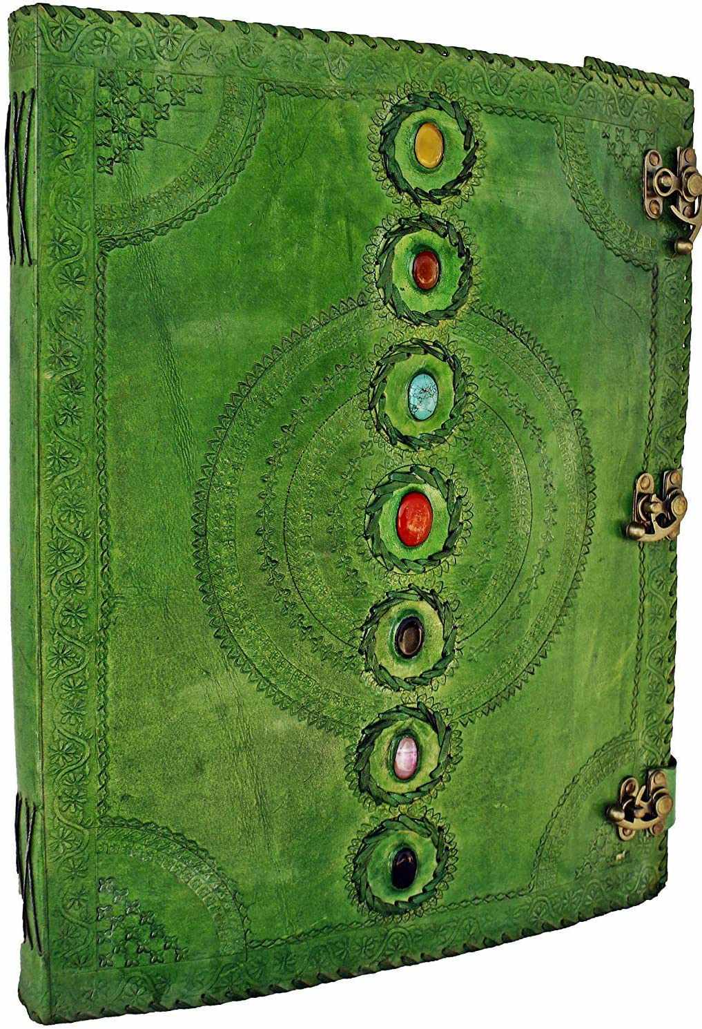 Chakra Stone Embossed Handmade Jumbo Leather Journal