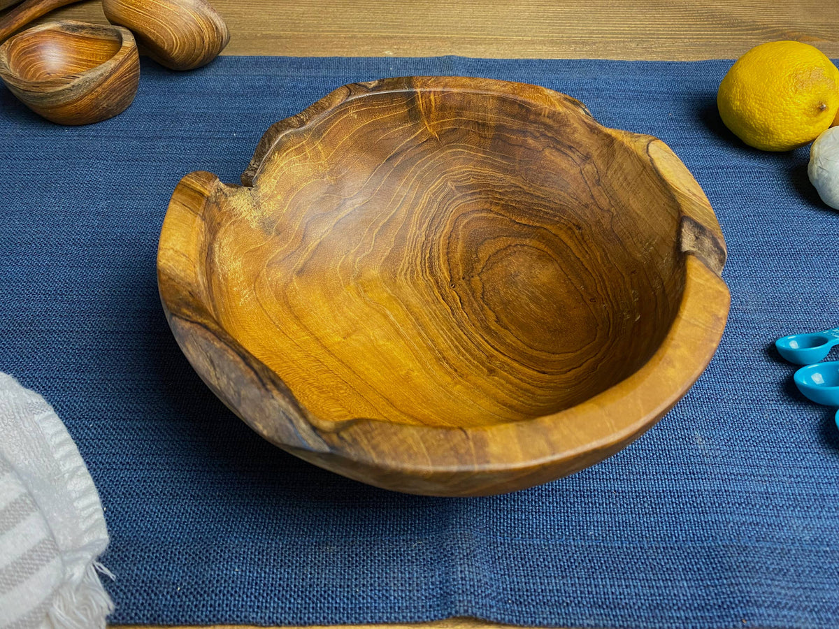 Small Live Edge Salvaged Teak Bowl - Hand Carved Wood Bowl: Single Bowl