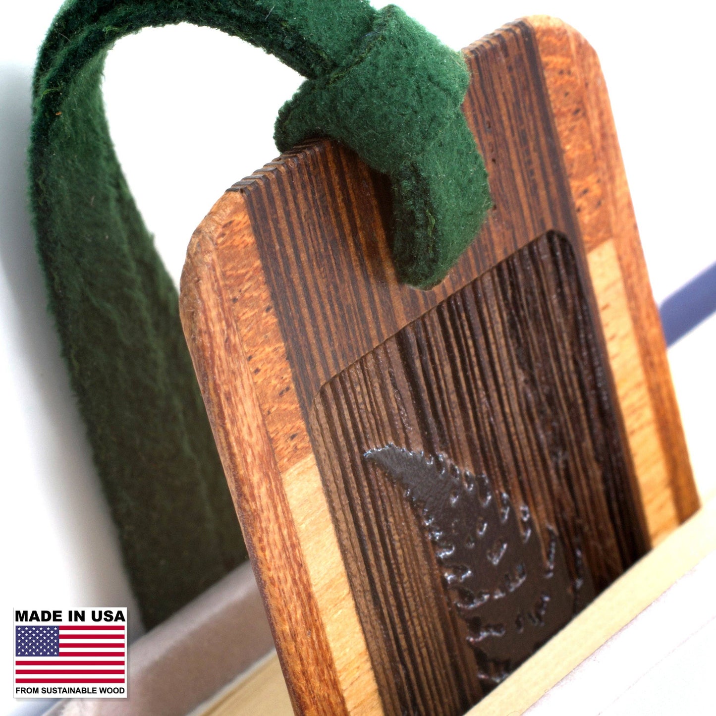 Sword Fern Engraved with added Color Wood Bookmark