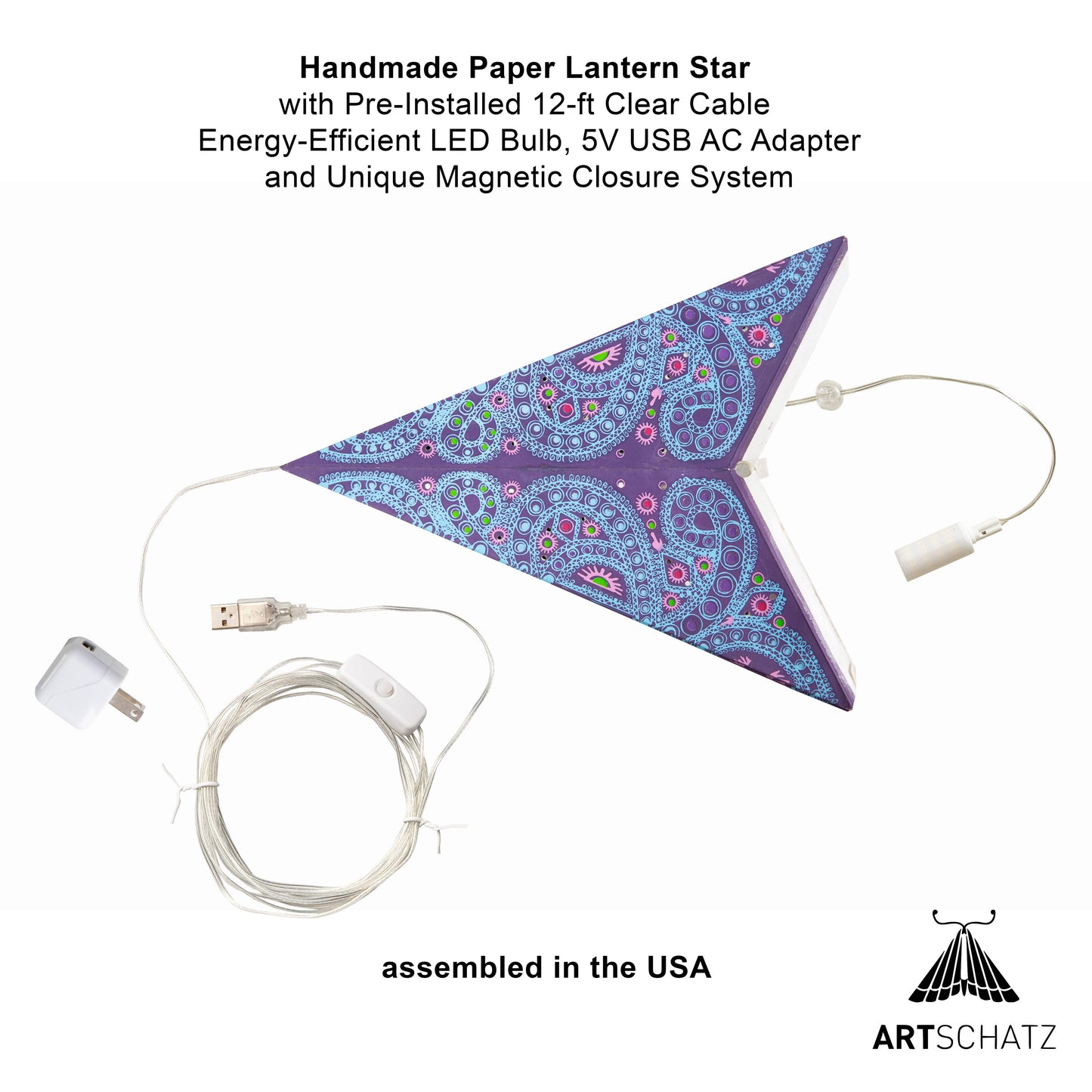 Dolores 5 Point 24" Purple  Paper Star Lantern Light