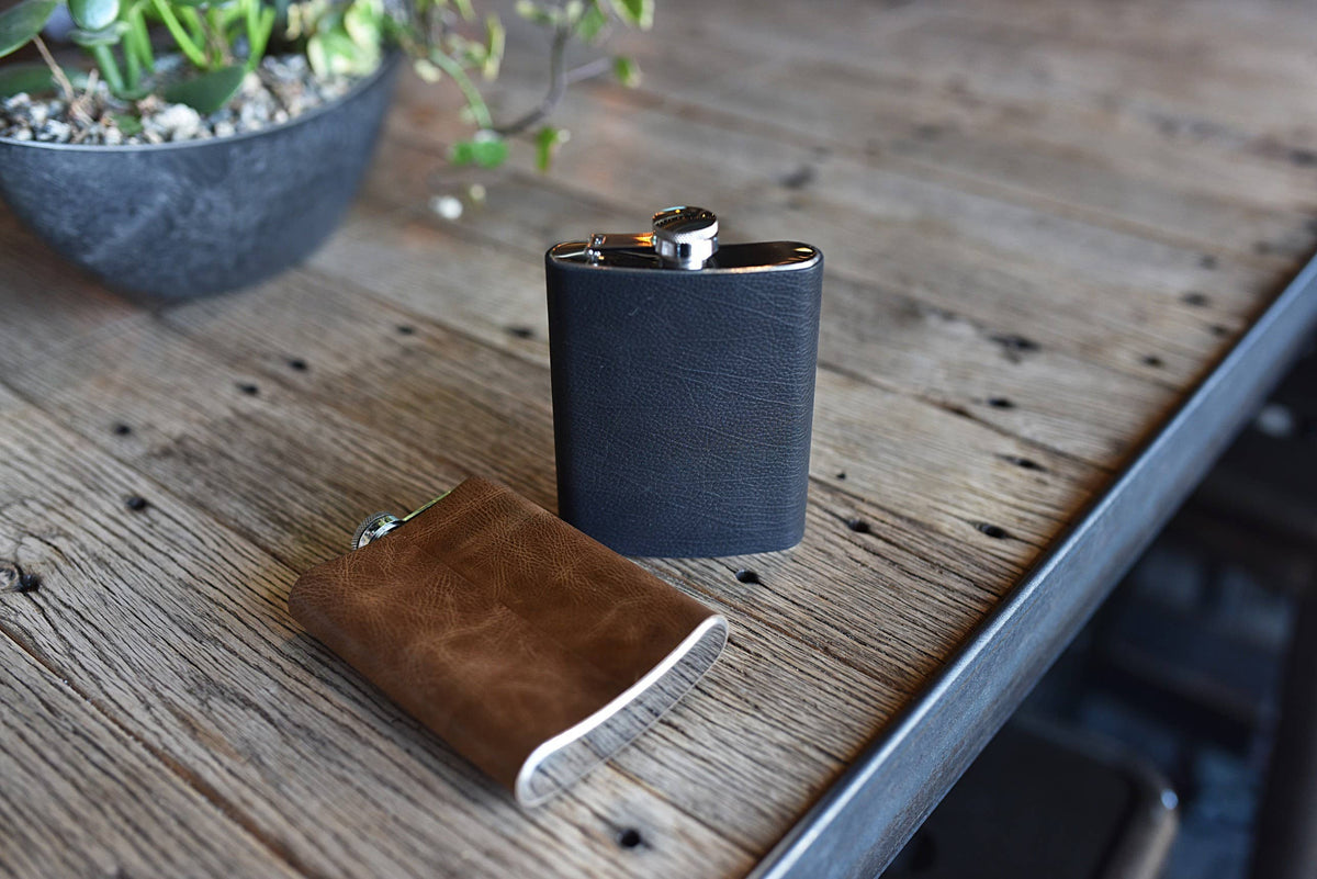 Leather Flask: Black