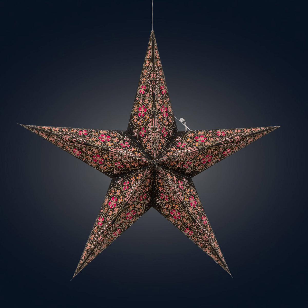 Cathedral ~5 P, 24&quot;, Black/Pink Paper Star Lantern Light