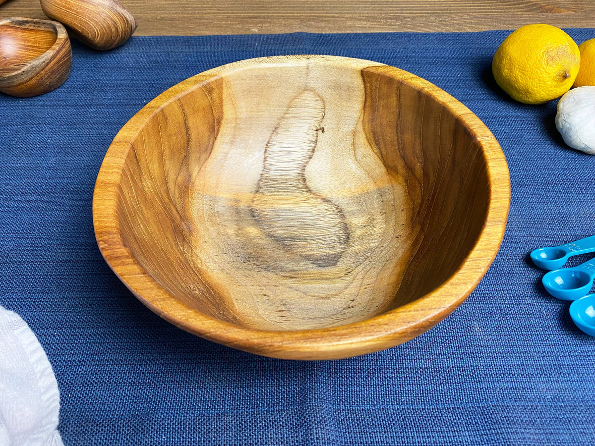 Small Live Edge Salvaged Teak Bowl - Hand Carved Wood Bowl: Single Bowl
