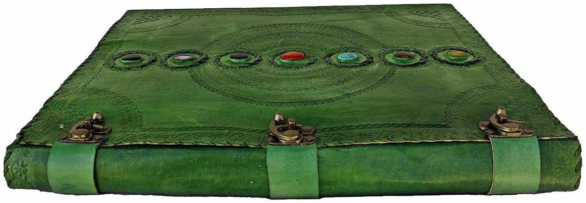 Chakra Stone Embossed Handmade Jumbo Leather Journal