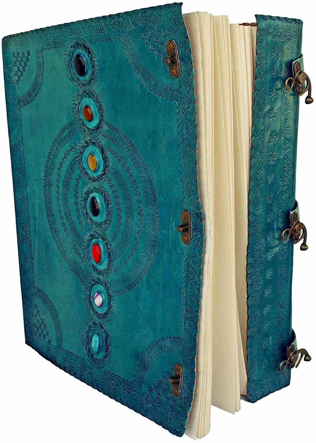 Chakra Stone Embossed Handmade Jumbo Leather Journal