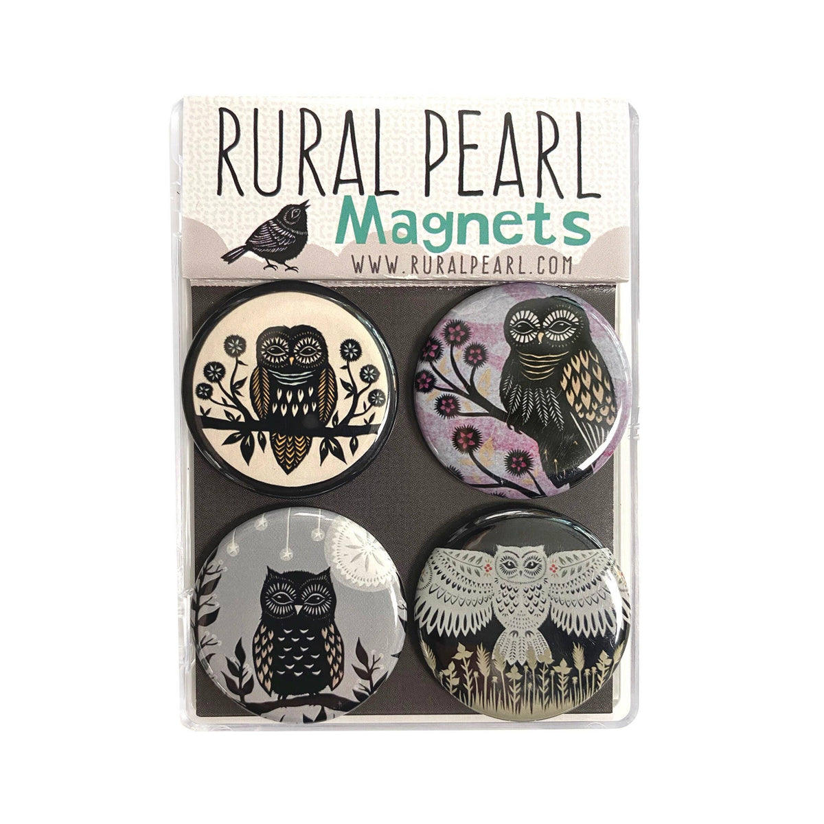 Owls Magnets - Set of 4 - 1.25 inch Magnets