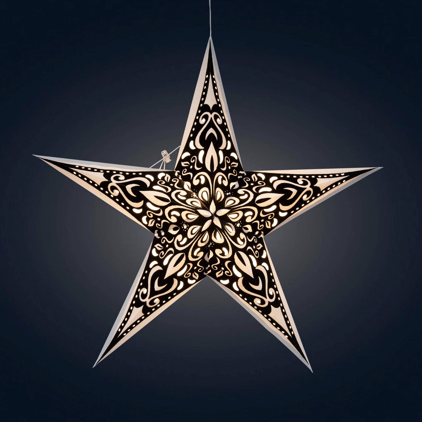 Narna 5 Point 24" Black/Pearl Paper Star Lantern Light