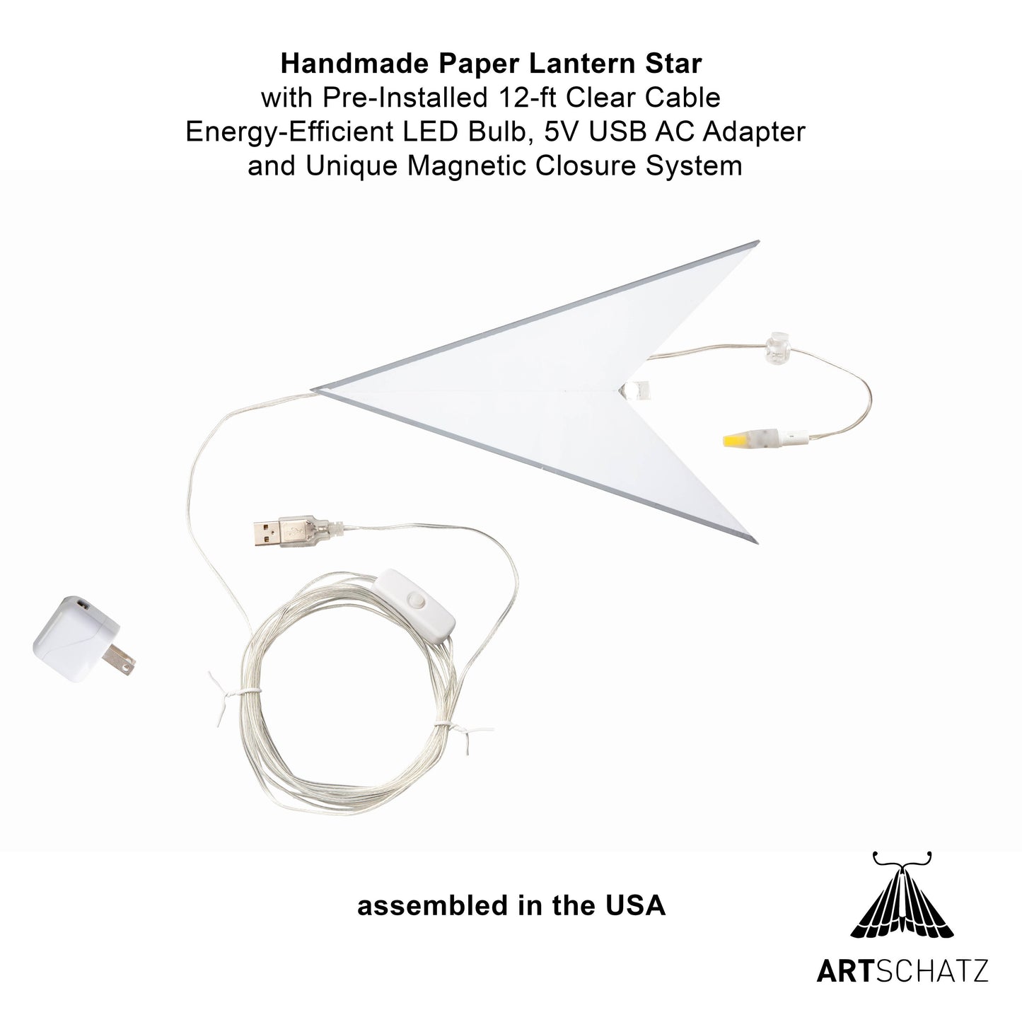 Cynosure 9 Point 18" white / grey Paper Star Lantern Light