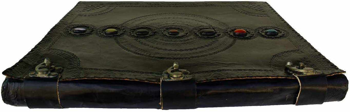 Chakra Stone Embossed Handmade Jumbo Leather Journal