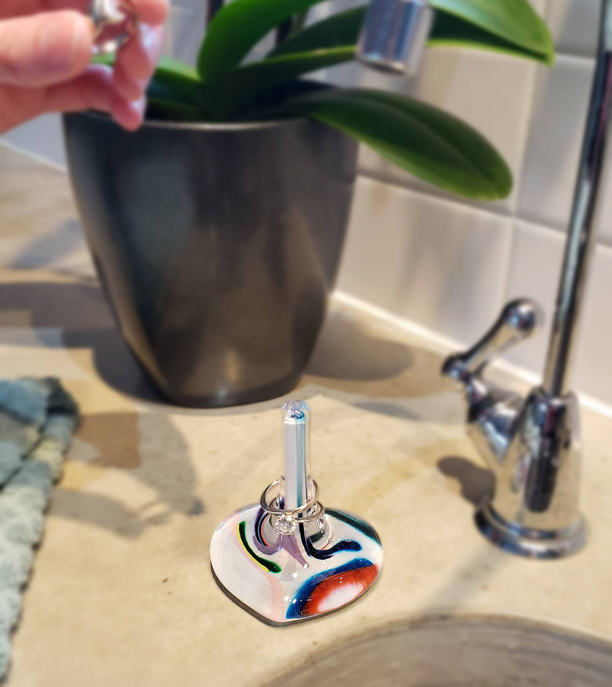 Ring Holder, Heart  - Kaleidoscope