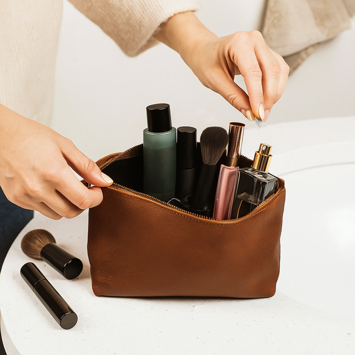 Leather Makeup Bag