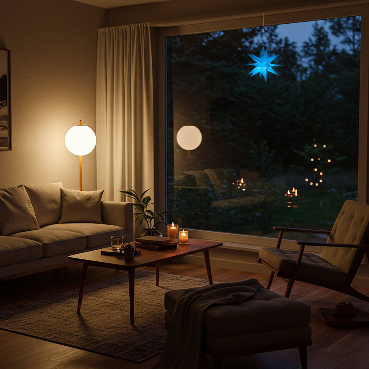 Moravian Mini Star 7" Azure Needle Punch - Paper Lantern