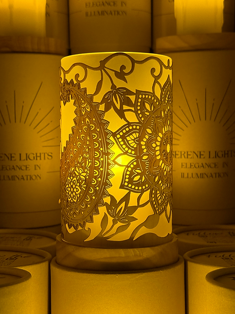 Mandala, Decorative Candle Holder, Rechargeable LED Candle