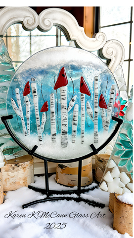 8" Round on Stand - Cardinal