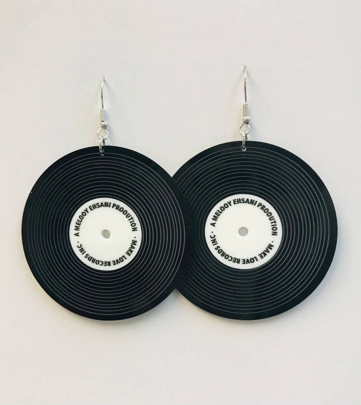 Phonograph Record Earrings Vinyl: Black