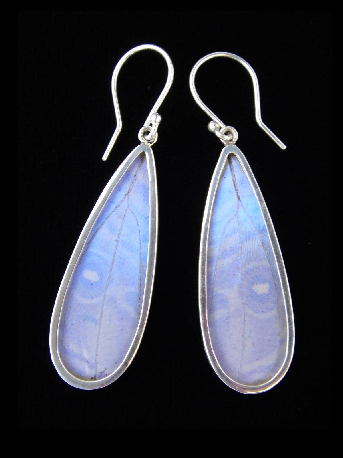 Shimmerwings &quot;Pearl Blue&quot; Butterfly Long Drop Earrings