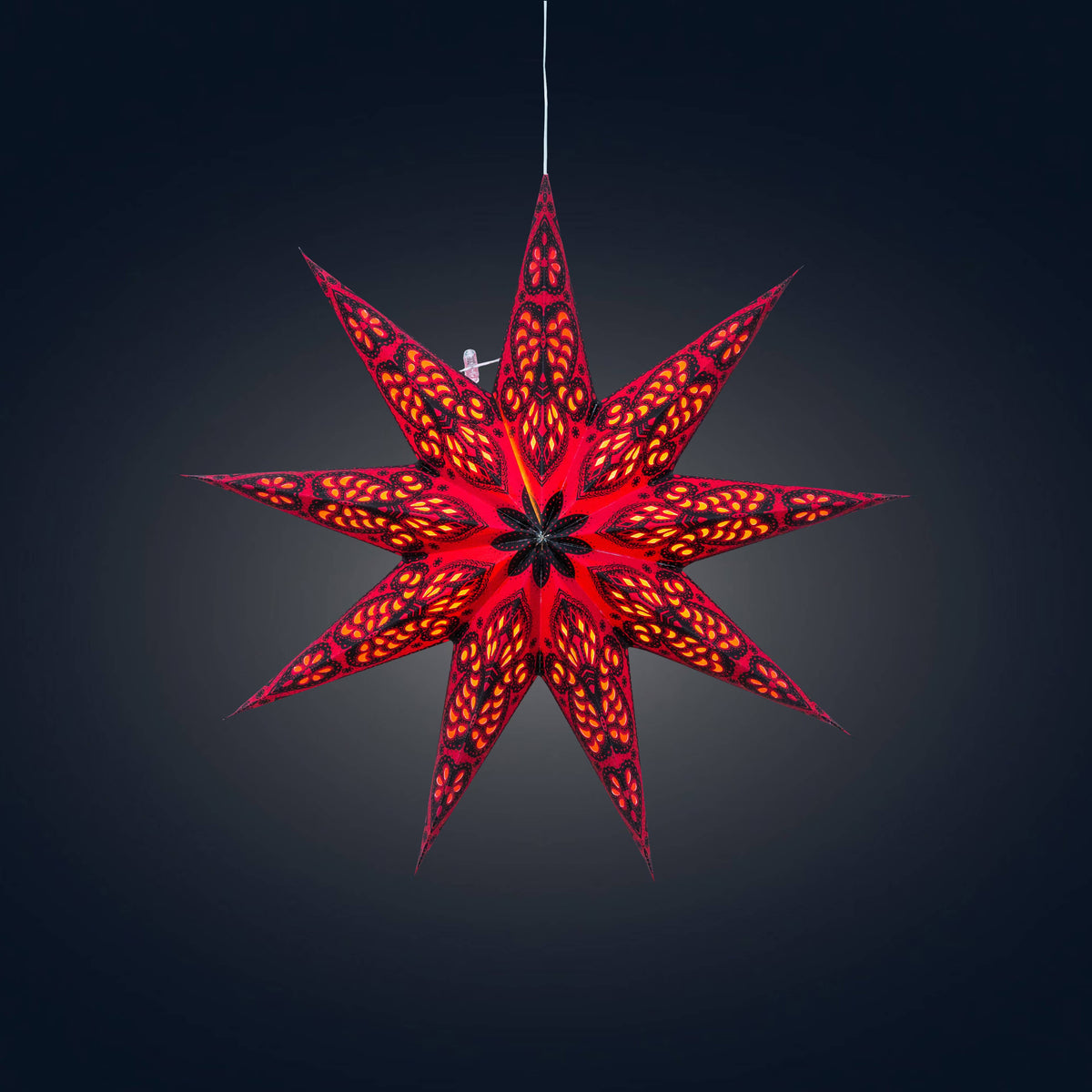 Phoenix ~ 9 Pointer, 17 inch, Red Paper Star Lantern Light