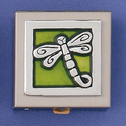 Dragonfly Lime Pewter Resin Pill Box