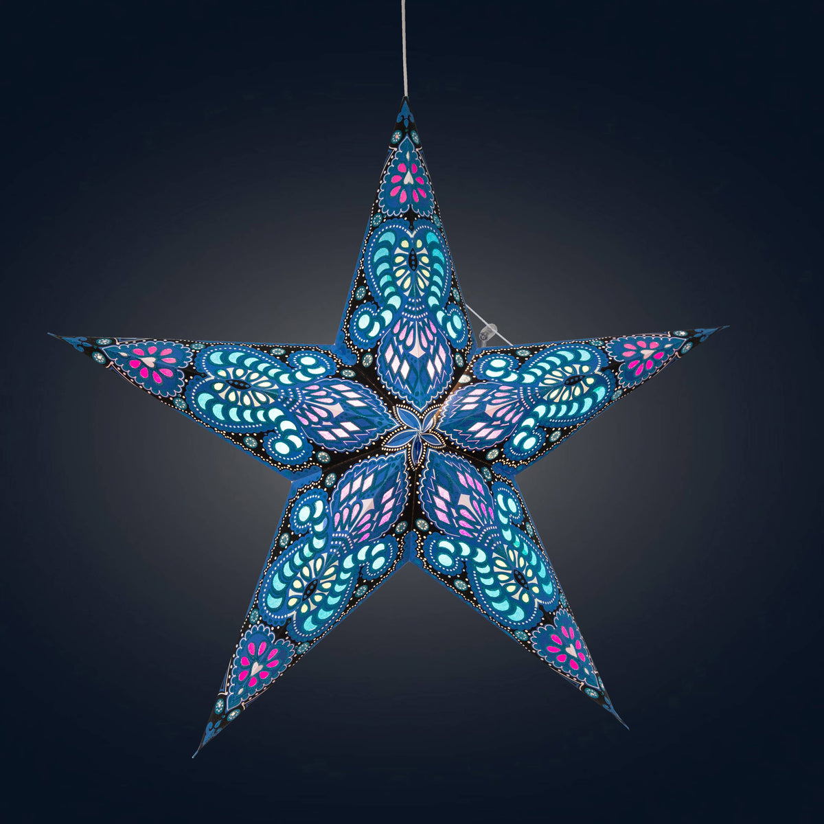 Phoenix ~ 5  Pointer, 24 inch, Blue Paper Star Lantern Light