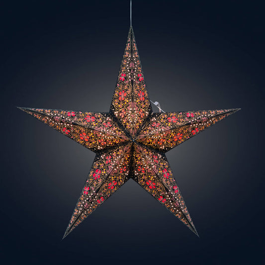 Black & Pink 24" Paper Star Lantern – 5 Point – Artschatz LLC – SilverFire Gallery & Gifts Grand Haven