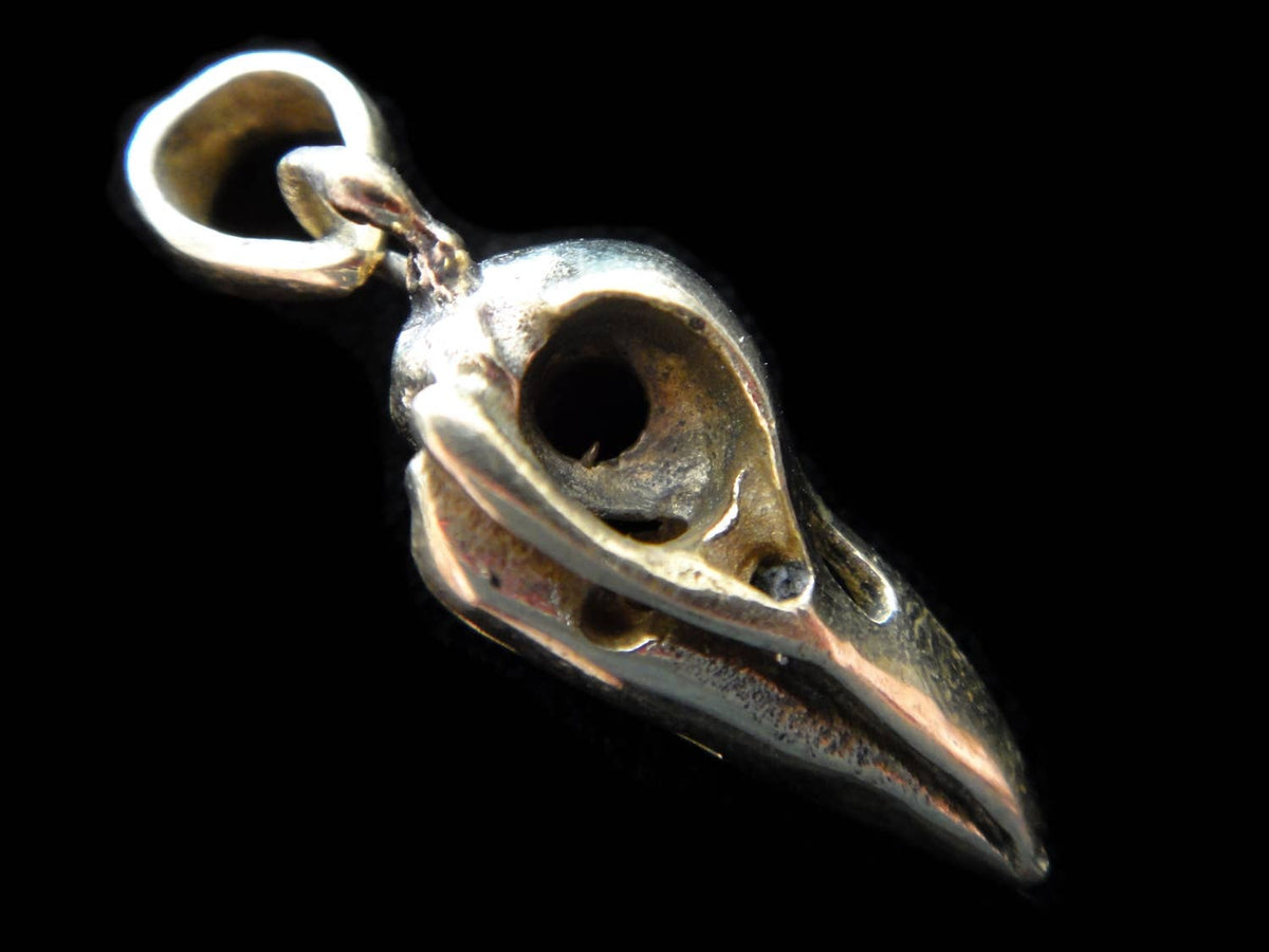 Raven Skull Pendant- Small gold toned bronze