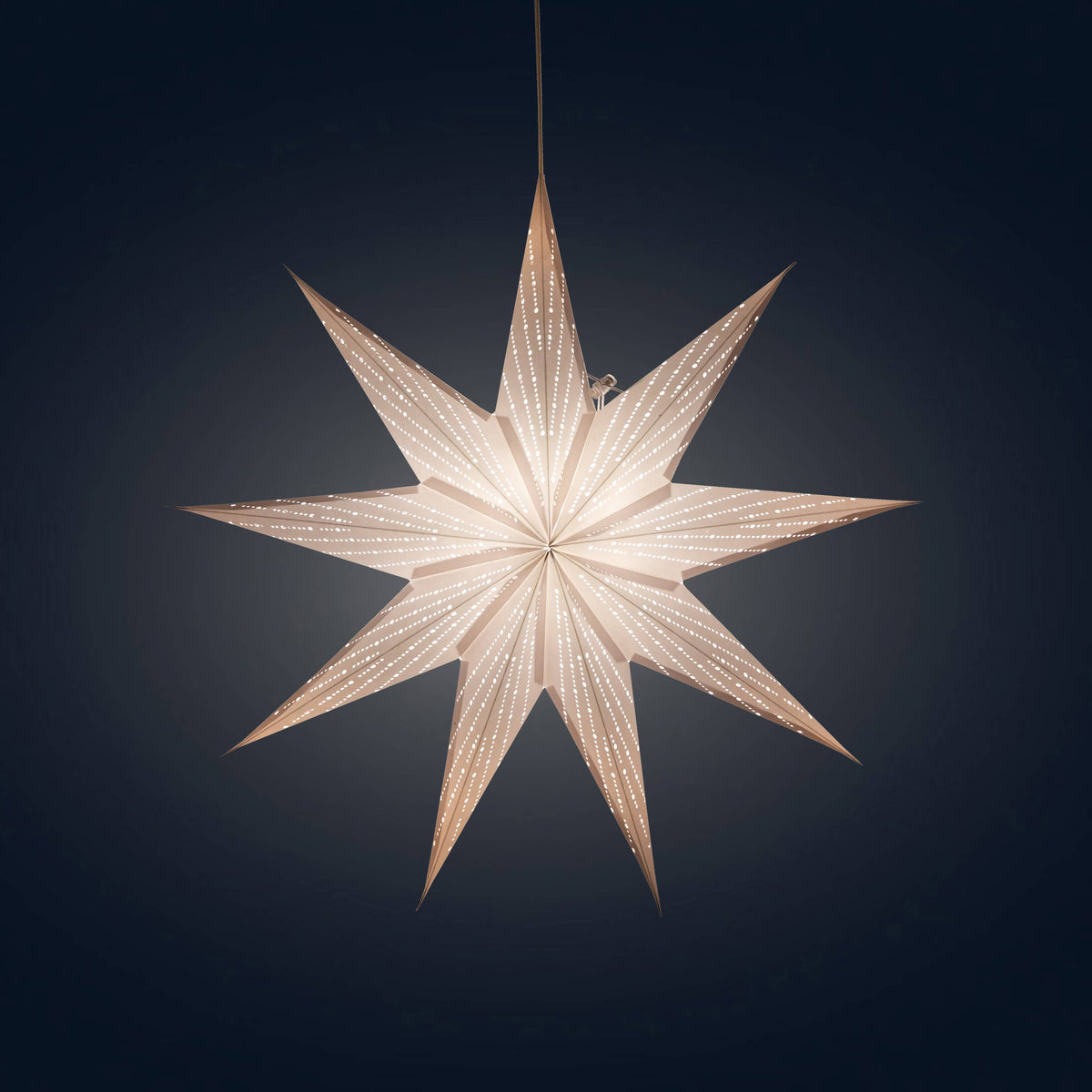 Dottie White Paper Star Lantern Light, ~  9 Pointer, 18inch,