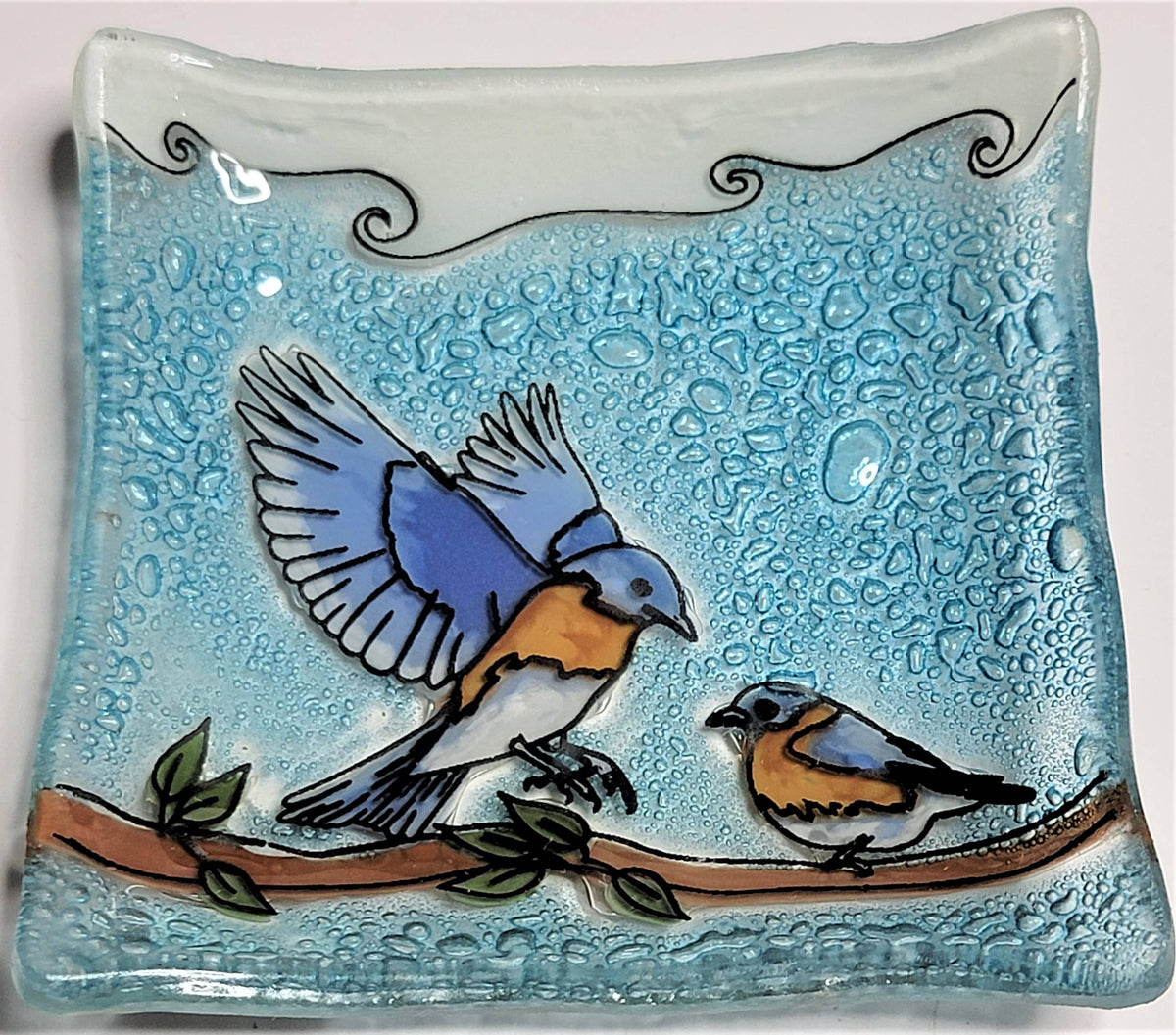 Blue Bird Glass Dish